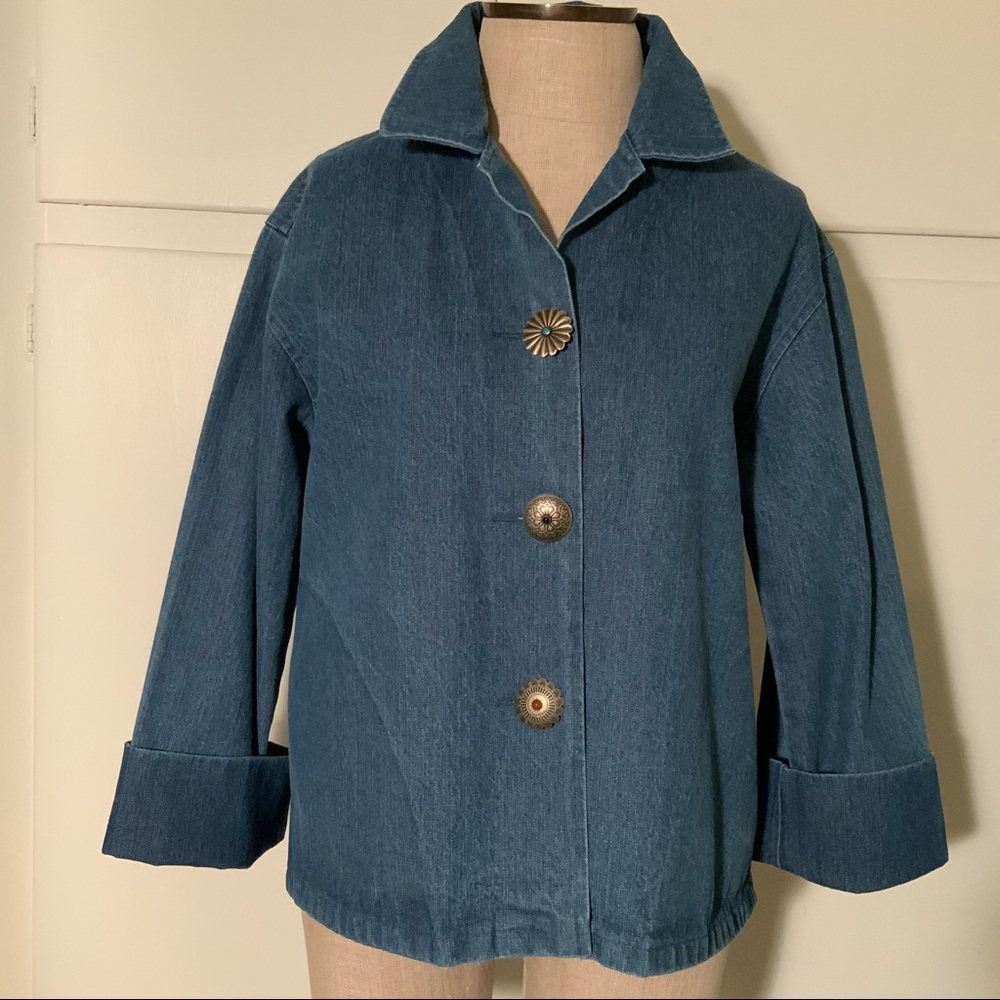 Denim Shirt/Jacket with Decorative “Concha” Style Buttons